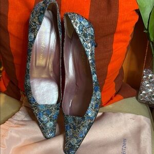 Stuart Weitzman Blue Patterned Heels